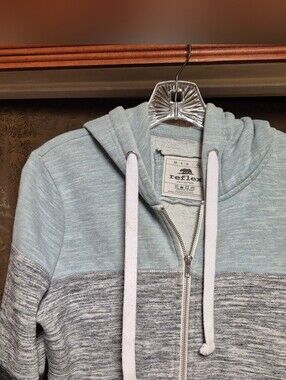 Reflex Men's Light Blue and Gray Colorblock Zip Hoodie